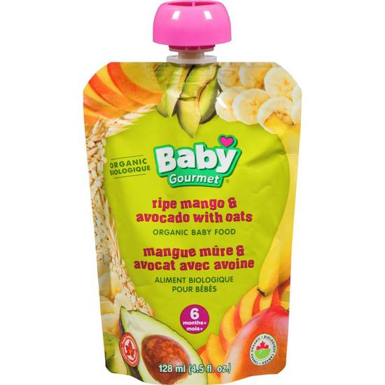 Baby gourmet mangue avocat avoineau biologique (315 ml) - ripe mango with avocado and oats (128 ml)