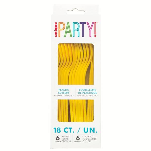 Unique Neon Asst Cutlery Boxed Spoons, Yellow (18 ct)