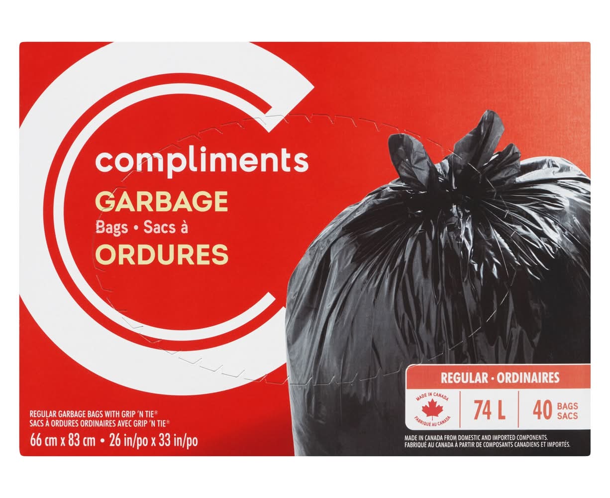 Compliments sacs à ordures noirs litres (40 un) - regulargarbage bags (40 ea - 67 l)