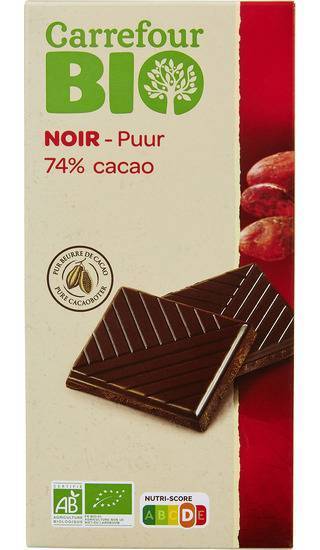 Carrefour Bio - Chocolat noir 74% cacao
