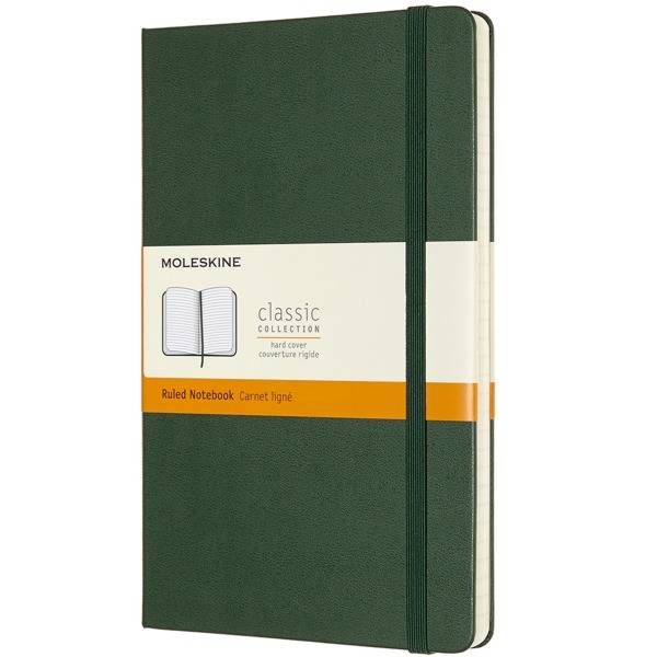 Moleskine Myrtle Green 5in X 8.25in Classic Hard Cover Ruled Notebook