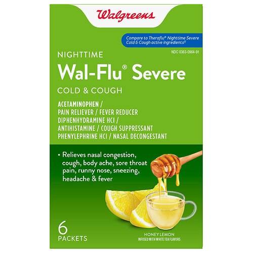 Walgreens Wal-Flu Nighttime Severe Cold, Cough & Flu - 6.0 ea