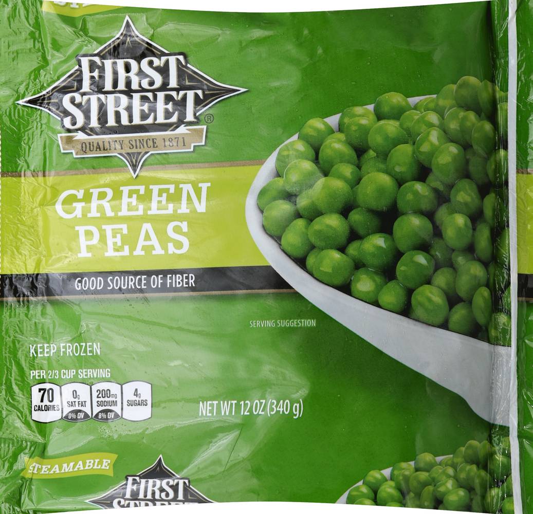 First Street Steamable Green Peas (12 oz)