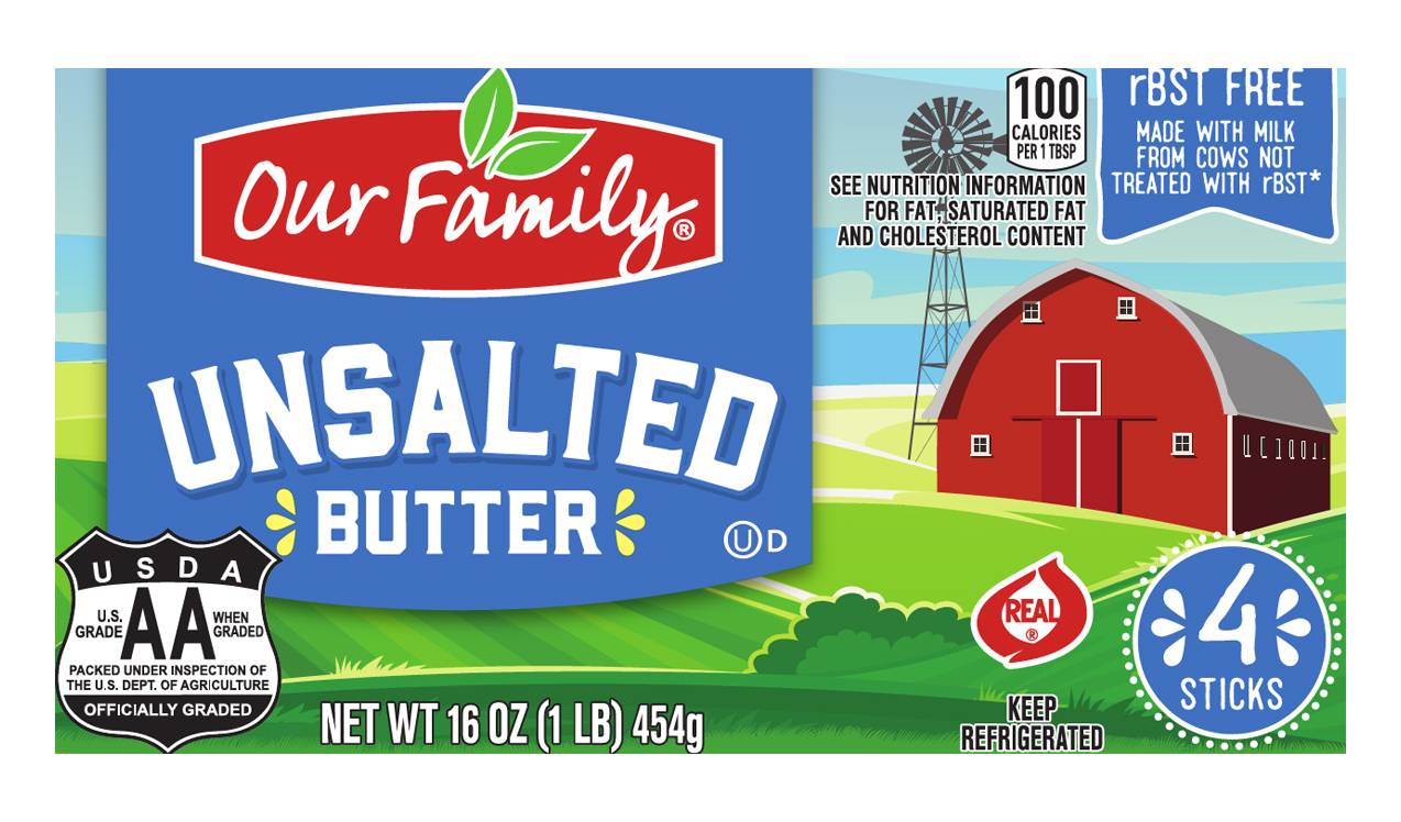 Our Family Unsalted Butter Sticks (16 oz, 4 ct)