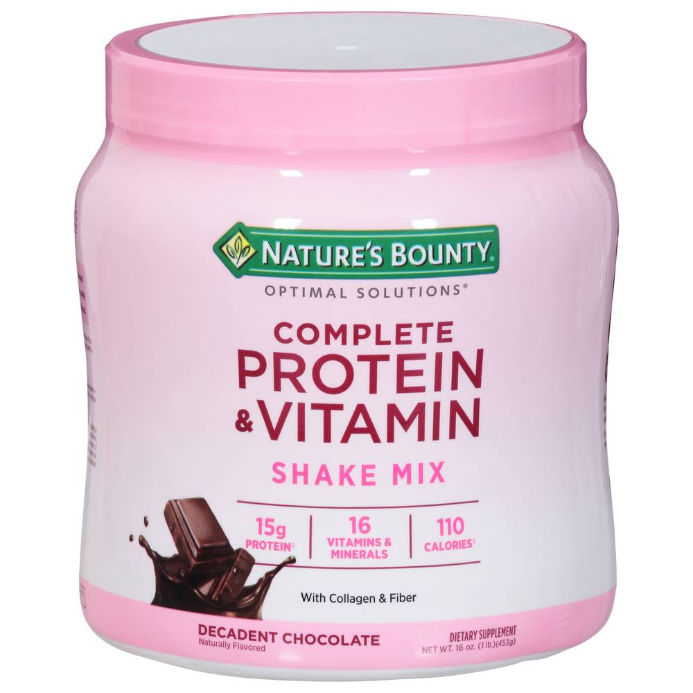 Nature's Bounty Optimal Solutions Complete Protein & Vitamin Chocolate Shake Mix (1 lbs)