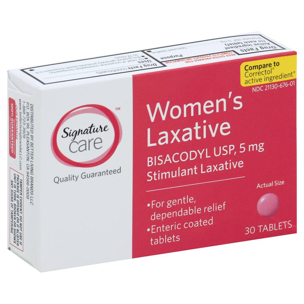 Signature Care Women's Laxative, Bisacodyl Usp 5 mg (0.6 oz)