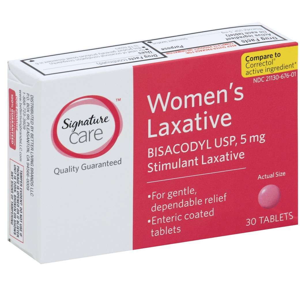 Signature Care Women's Laxative, Bisacodyl Usp 5 mg (0.6 oz)