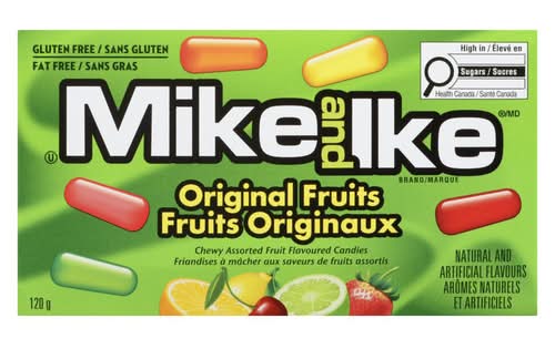 Mike and ike bonbons à mâcher (fruits assortis) - mike and ike original chewy candies, assorted fruit (120 g)