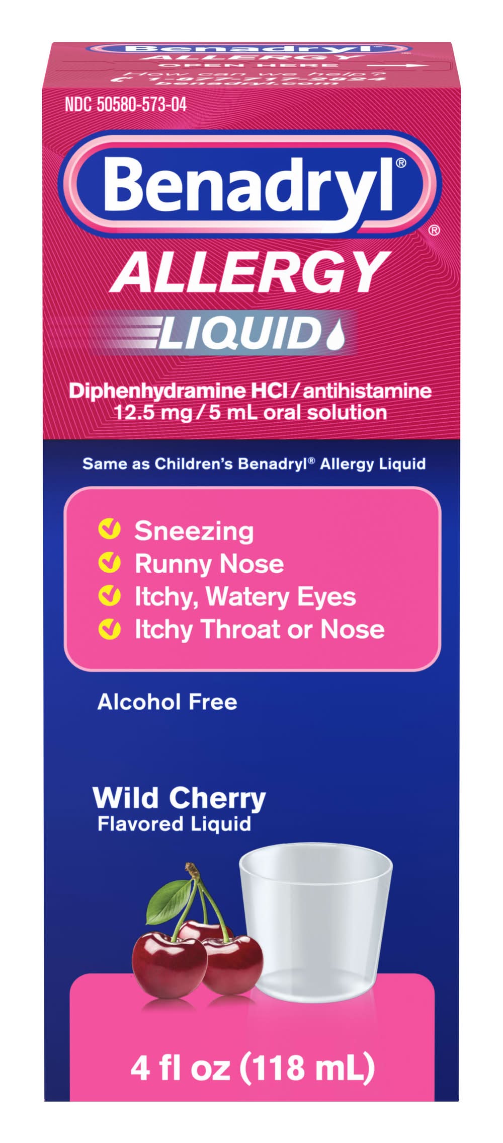 Benadryl Allergy Liquid, Wild Cherry (4 fl oz)