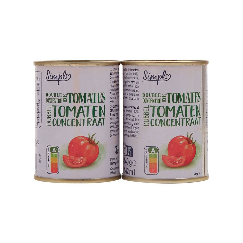 Double concentré de tomates SIMPL - les 2 boites de 140g