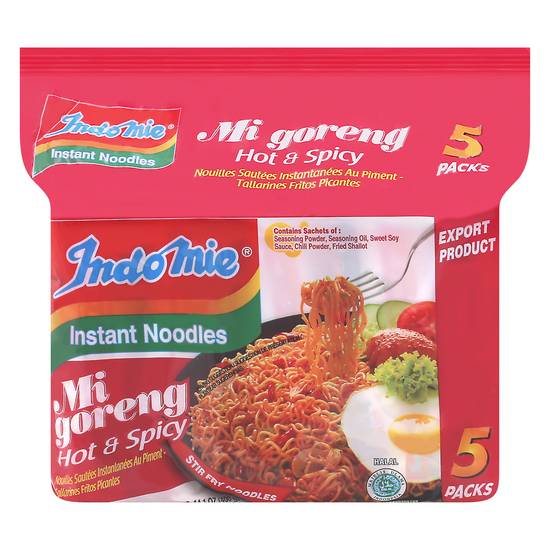 Indo Mie Mi Goreng Hot & Spicy Instant Noodles (5 x 3 oz)