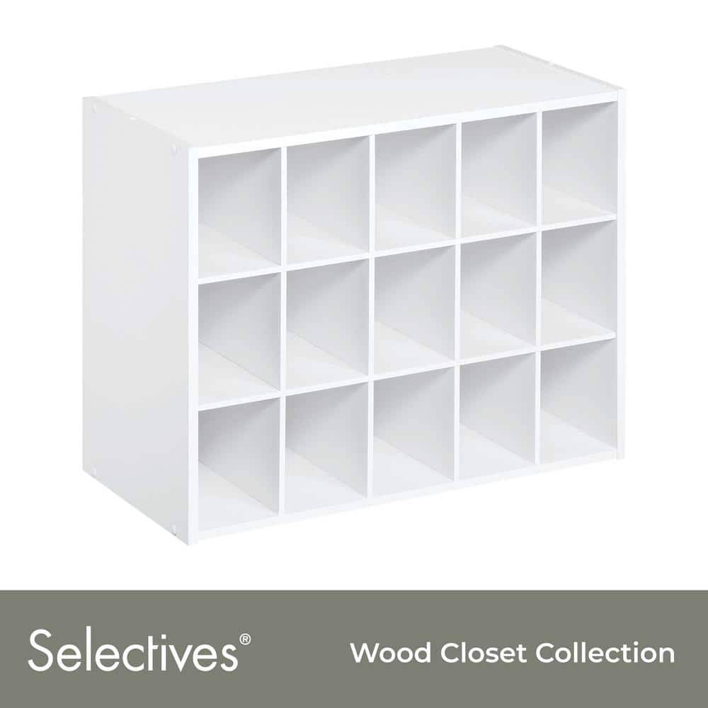 Closetmaid Wood Look 15-cube Storage Organizer, 19 3/8 in X 24 1/8 in X 11 5/8 in , White