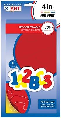 Creative Start® 4 Peel & Stick Letters and Numbers, Block, Red/Yellow/Blue (098258)