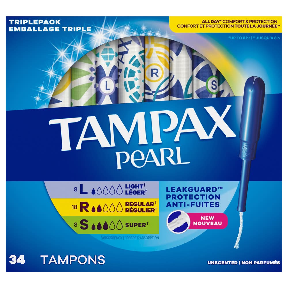 Tampax Triple pack Unscented Tampons (8 oz, 34 ct)