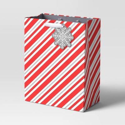 Wondershop Diagonal Stripe Cub Christmas Gift Bag, Red