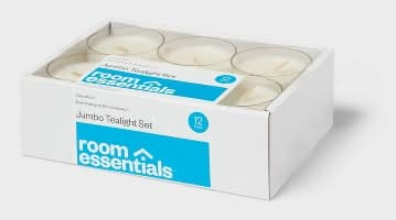 Room Essentials Jumbo Tealight White Candle Set, 1 in (12 ct)