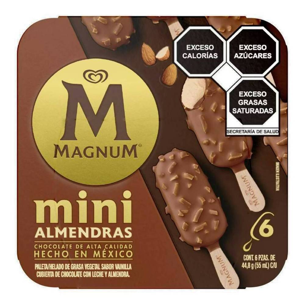 Magnum mini paleta almendras (6 pack, 55 ml)