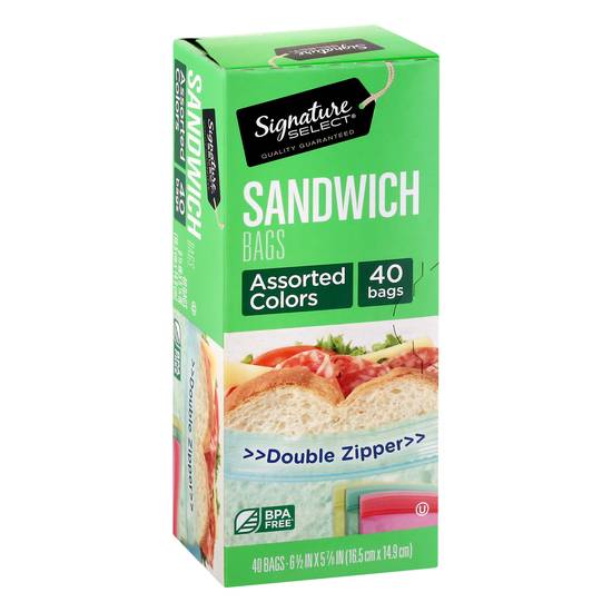Signature Select Assorted Colors Sandwich Bags (40 ct)
