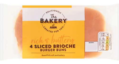 The Bakery at ASDA Sliced Brioche Burger Buns (4 pack)