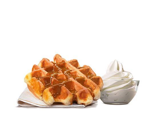 Waffle (with Caramel Sauce and Ice Cream)