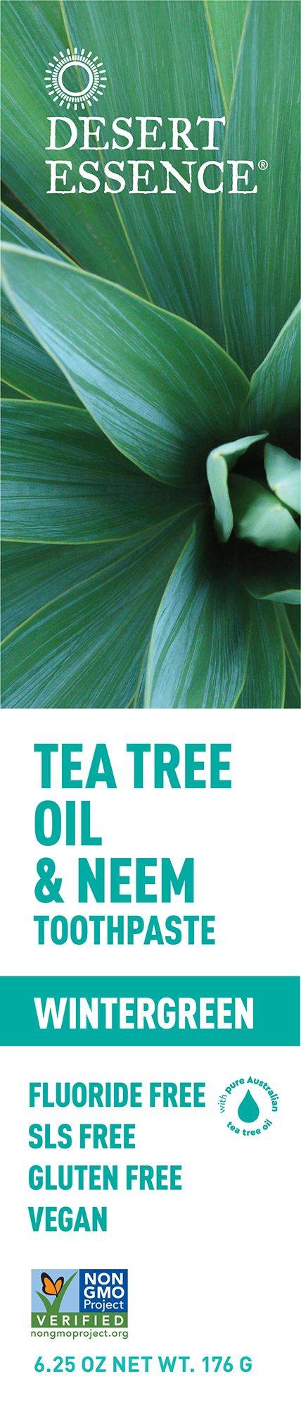 Tea Tree Oil & Neem Toothpaste - Flouride Free - Wintergreen (6.25 Ounces)