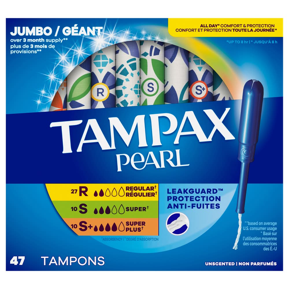 Tampax Leakguard Protection Pearl Jumbo Tampons (47 ct)