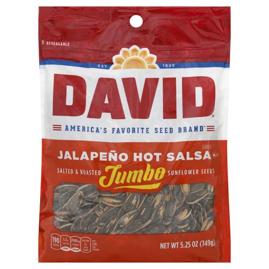 David Jumbo Sunflower Seeds Jalapeno Hot Salsa Flavor (5.3 oz)