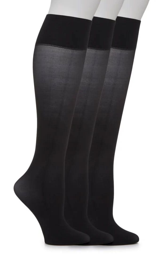 Hue Soft Opaque Women's Knee Socks - 3 Pack (Black S)
