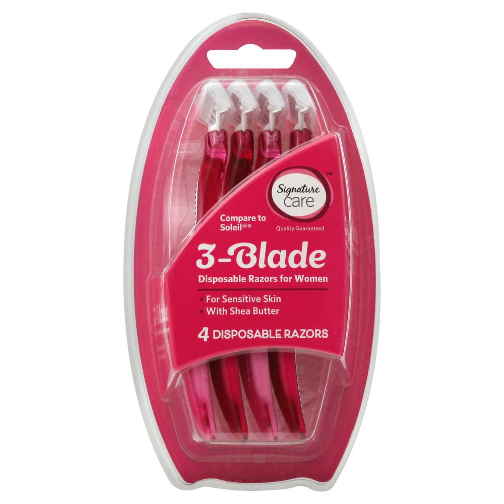 Signature Care 3 Blade Disposable Pink Razors (3.5 oz)