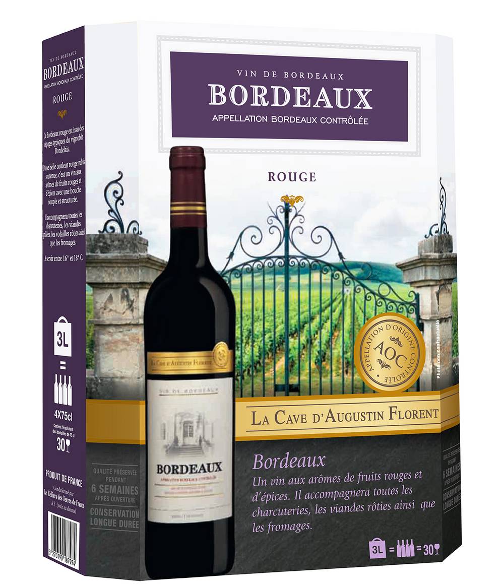 La Cave d'Augustin Florent - Vin rouge bordeaux (4 x 750ml)