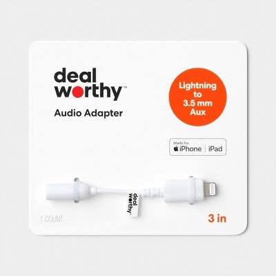 Dealworthy Lightning To Aux Adapter, 3 in, White