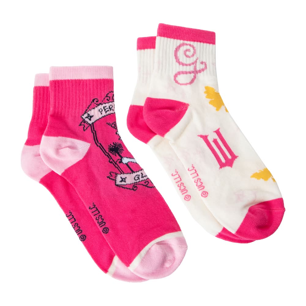 Branded Girls Mid-Crew Socks 2-Pack Pink