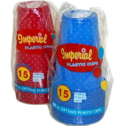 Plastic Cup 16 Oz 15 Ct Assorted Colors 15 Pack | Postmates