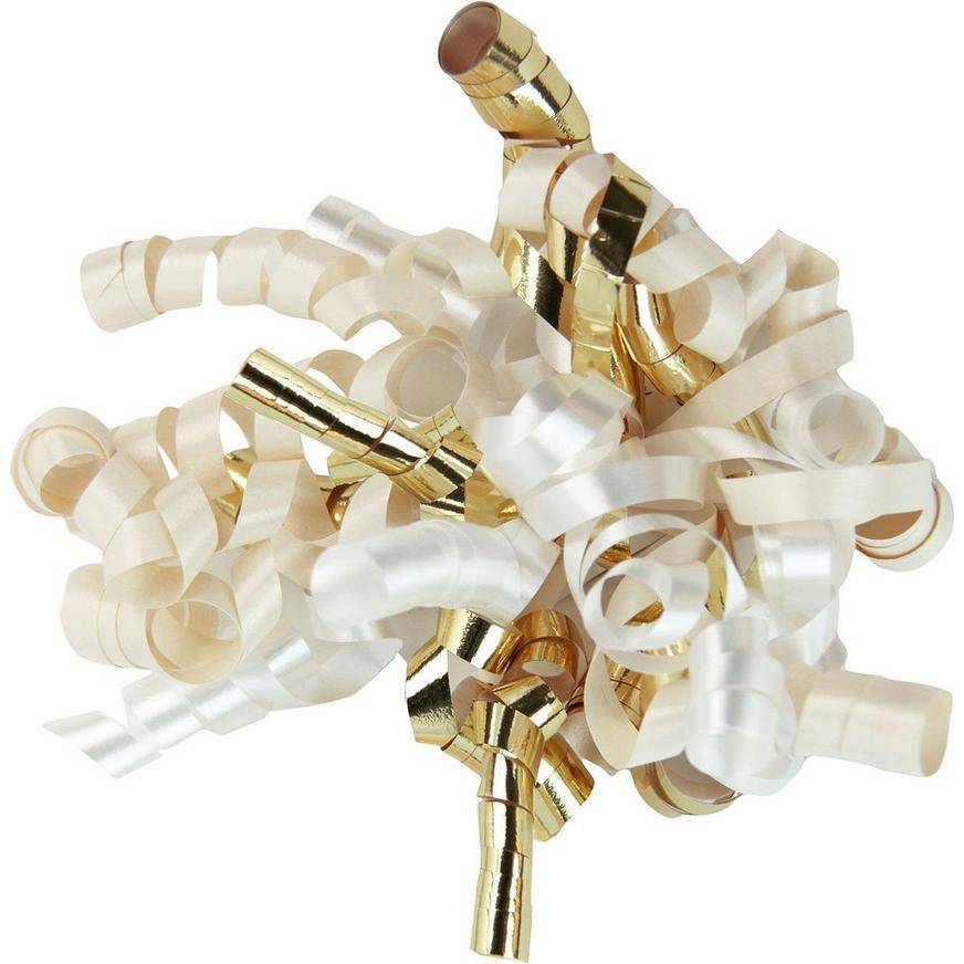 Gold/Cream/White Curly Bow