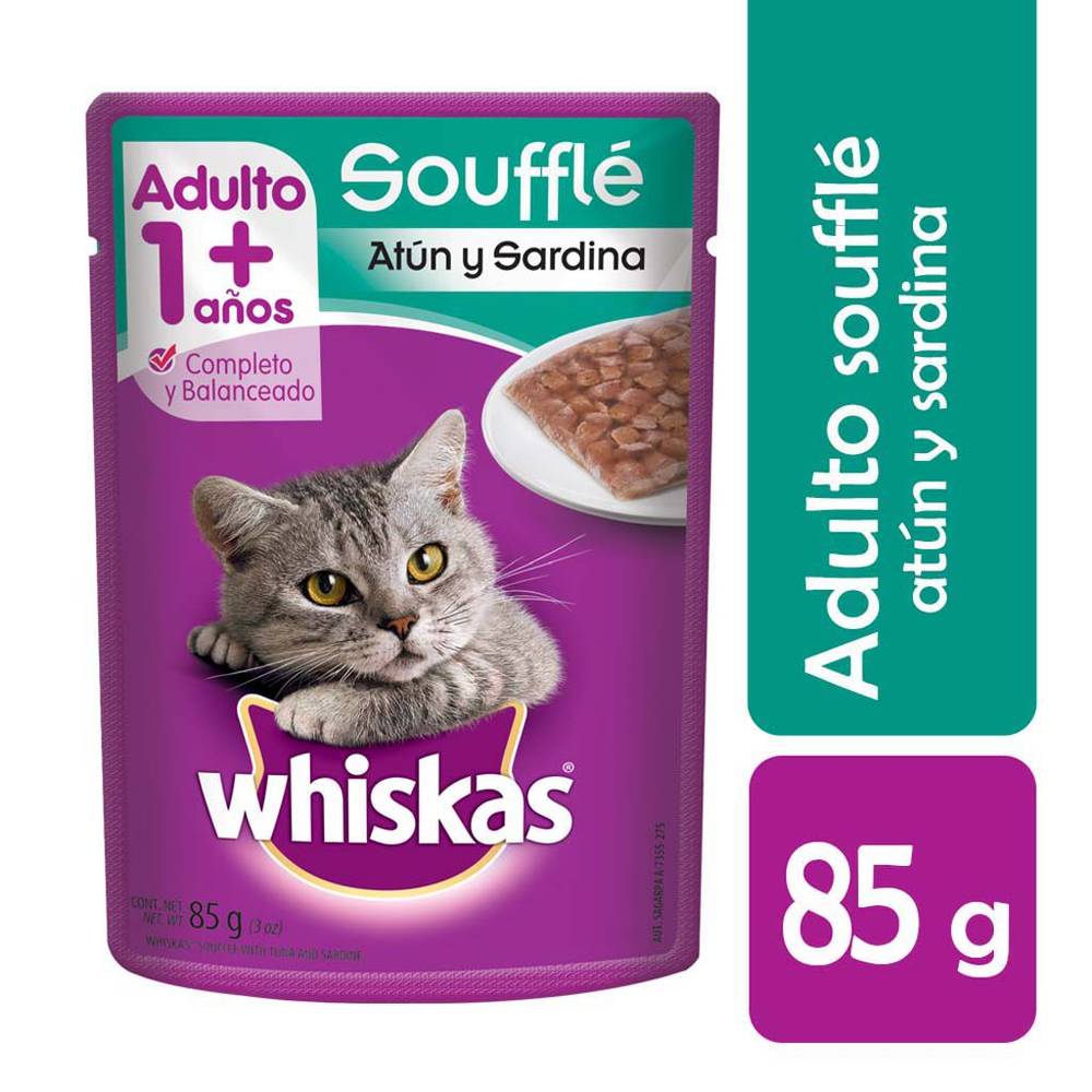 Whiskas alimento húmedo soufflé para gatos (atún/sardina)