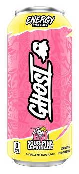 Ghost Zero Sugar Energy Drink, Sour Pink Lemonade (16 fl oz)