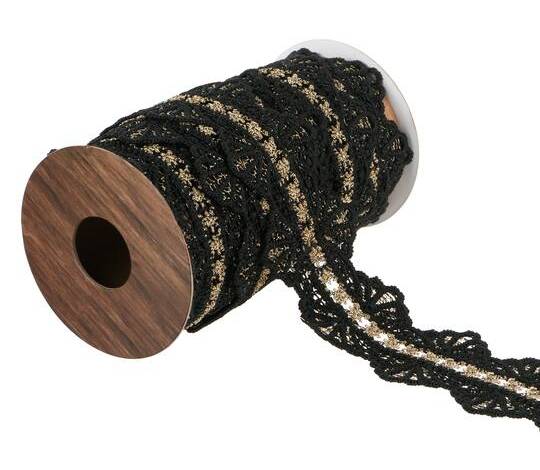 1.5" X 2Yd. Black & Gold Lace Ribbon Trim By Ashland Gothic Bordeaux