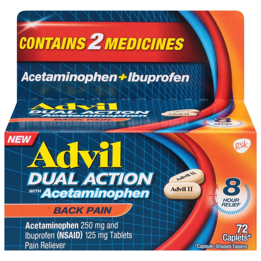 Advil Dual Action Back Pain Caplets (72 ct)