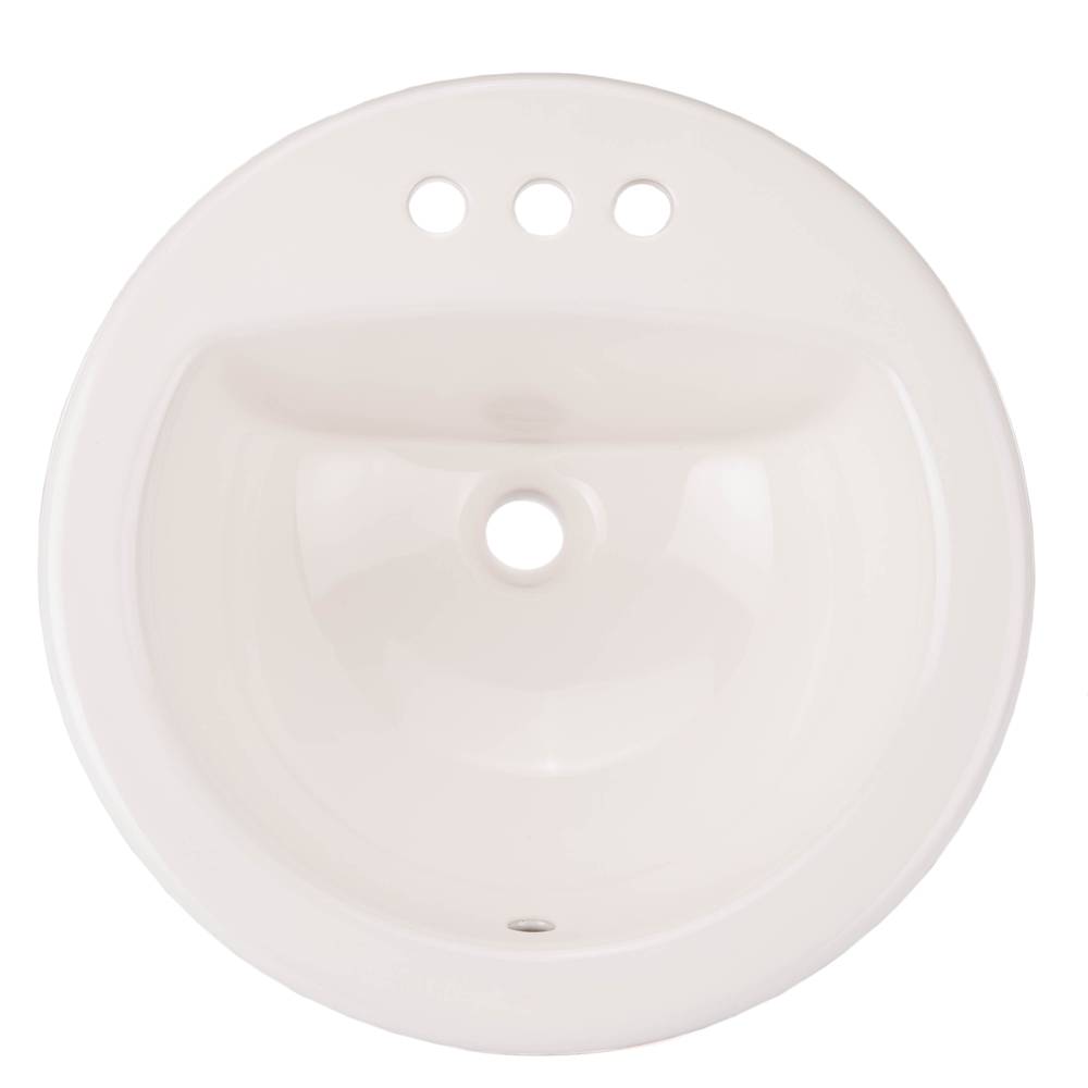 Project Source Vitreous China Drop-In Round White Bathroom Sink (19-in x 19-in) | ML-20507