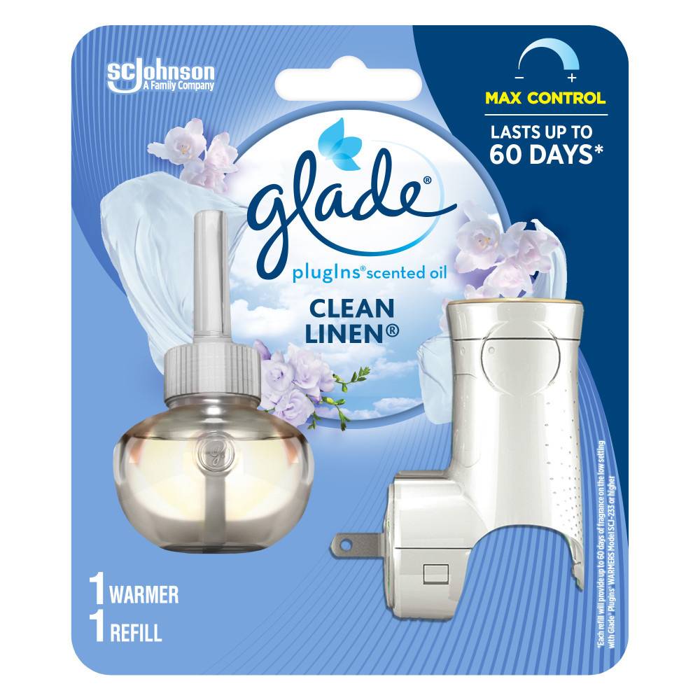 Glade Air Freshener Starter Kit Clean Linen (1 refill + 1 warmer)
