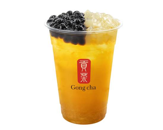 Mango Green Tea with Pearls and Coconut Jelly