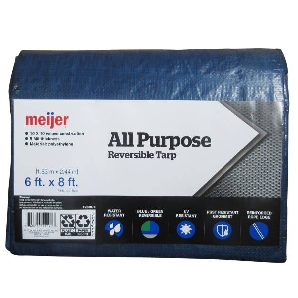 Meijer All Purpose Reversible Tarp Blue/Green, 6 x 8 ft