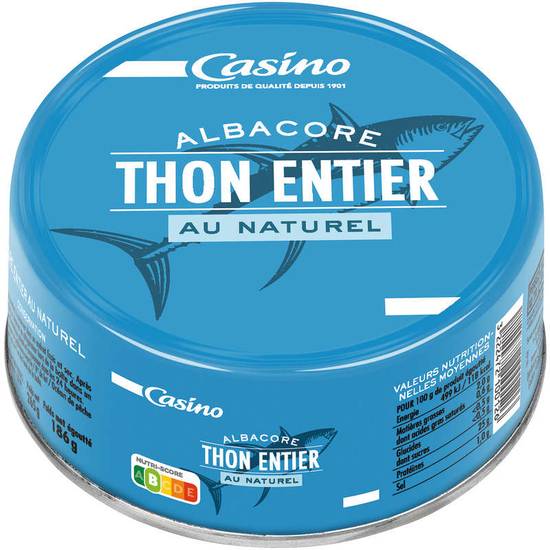 Casino thon albacore au naturel 186 g