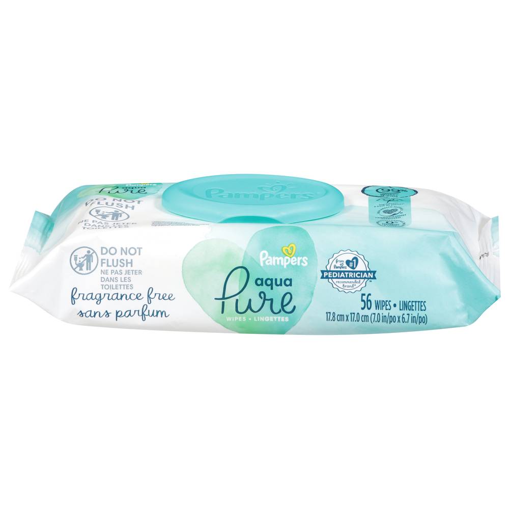 Pampers Aqua Pure Fragrance Free Wipes (56 ct) (7.0''x 6.7'')