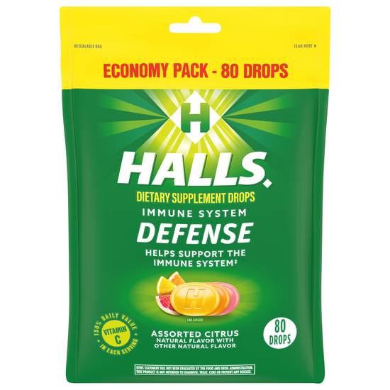 Halls Defense Economy pack Assorted Citrus Supplement Drops (80 ct)