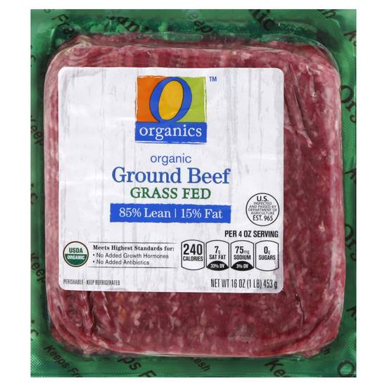 O Organics Organic Ground Beef 85% Lean 15% Fat (16 oz)