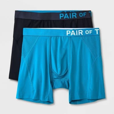 Pair of Thieves Supercool Boxer Briefs, Men, L, Teal Blue-Black (2 ct)