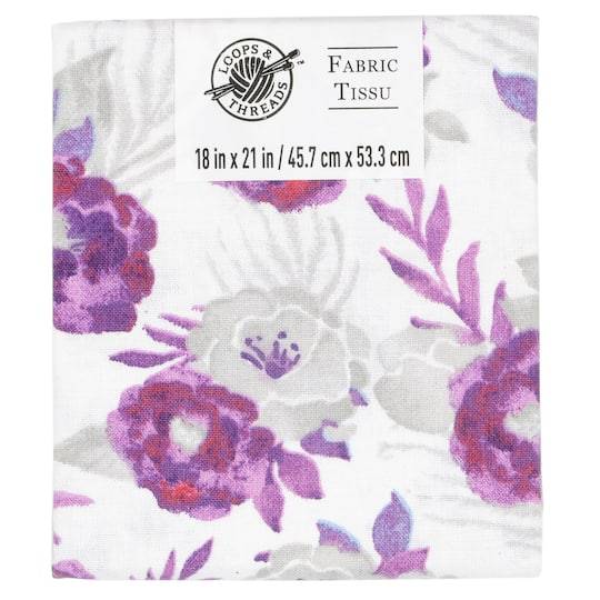 Purple & Gray Floral Cotton Fabric By Loops & Threads