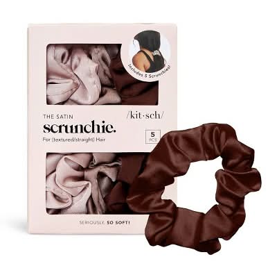 Kitsch The Satin Sleep Scrunchies For Hair, Assorted (5 ct)