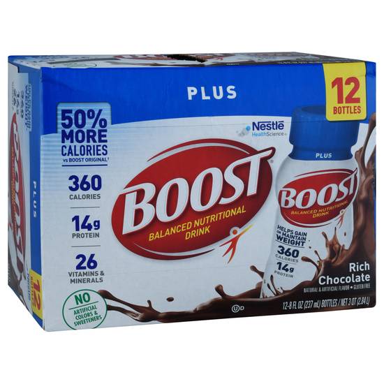 Boost Plus Rich Chocolate Nutritional Drink (12 ct, 8 fl oz)